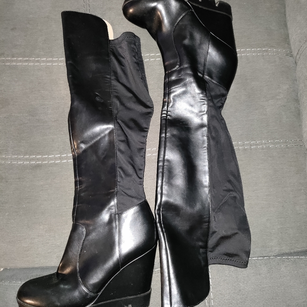 Black platform boots